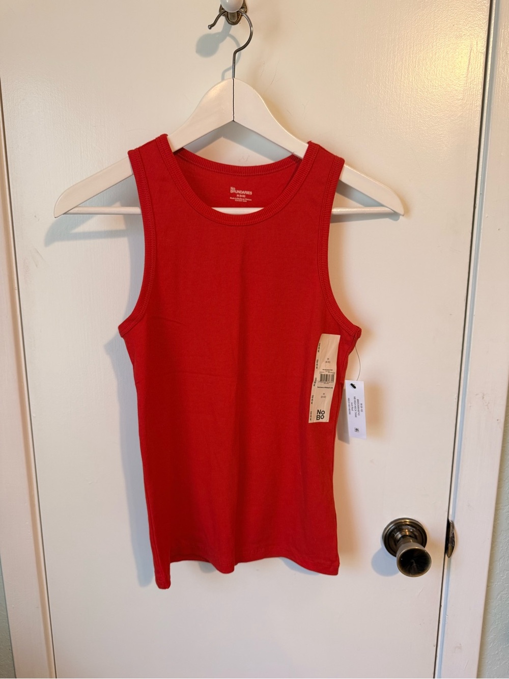 No Boundaries Red Ribbed Tank Top